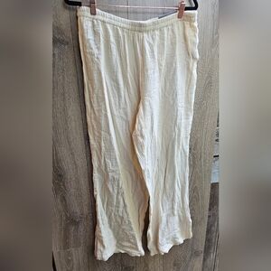 NWT Soft Surroundings Gauze Baggy Wide Leg Cotton Pants Crinkle Texture Pants